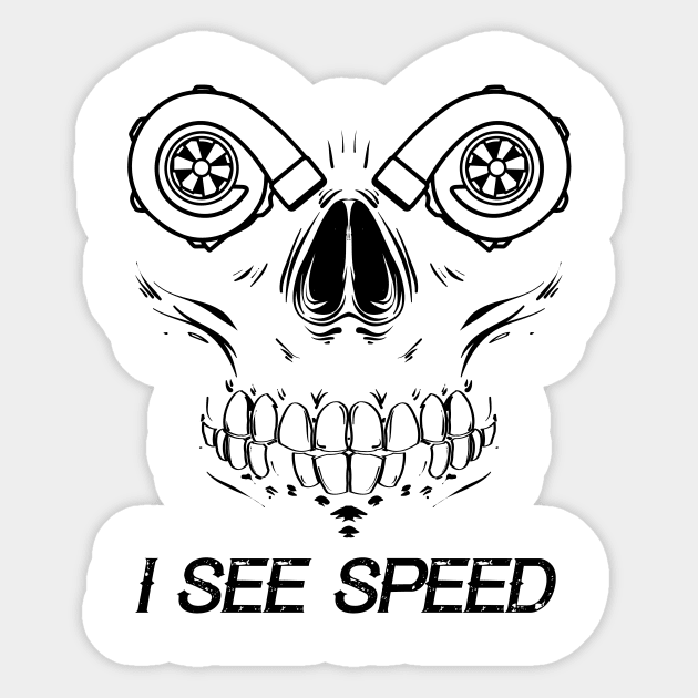 Twin Turbo Skull Face Drag Speed Racing Sticker by ScottsRed